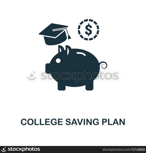 College Saving Plan creative icon. Simple element illustration. College Saving Plan concept symbol design from personal finance collection. Can be used for mobile and web design, apps, software, print. College Saving Plan icon. Line style icon design from personal finance icon collection. UI. Pictogram of college saving plan icon. Ready to use in web design, apps, software, print.