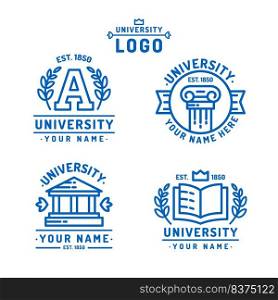 college university education sign icon logo badge label set