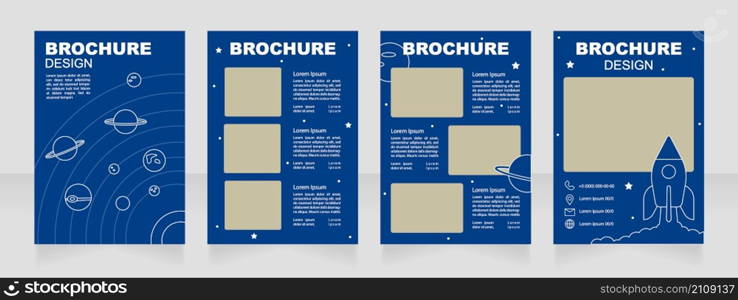 College with astronomy program blank brochure design. Template set with copy space for text. Premade corporate reports collection. Editable 4 paper pages. Arial Black, Regular fonts used. College with astronomy program blank brochure design