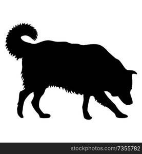 Collie dog silhouette on a white background.. Collie dog silhouette on a white background