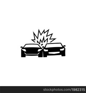 Collision Cars. Flat Vector Icon. Simple black symbol on white background. Collision Cars Flat Vector Icon