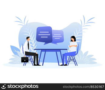 Colloquy in flat style illustration with people. Cartoon flat vector illustration.. Colloquy in flat style illustration with people. Cartoon flat vector illustration