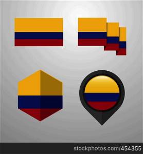 Colombia flag design set vector