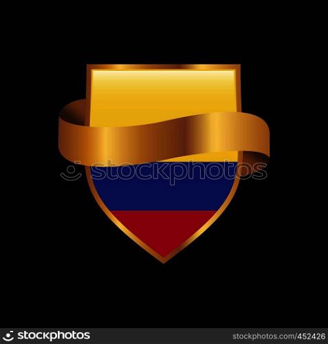 Colombia flag Golden badge design vector