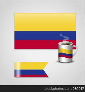 Colombia Flag set, Printed on Coffee Cup