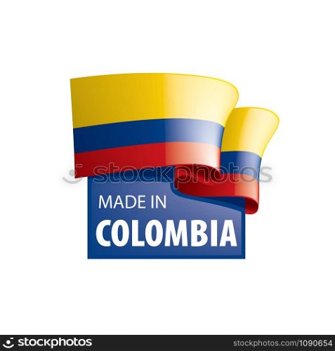 Colombia national flag, vector illustration on a white background. Colombia flag, vector illustration on a white background