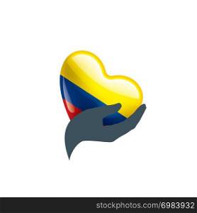 Colombia national flag, vector illustration on a white background. Colombia flag, vector illustration on a white background