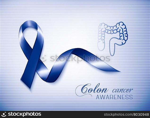 Colon cancer awareness ribbon. Vector