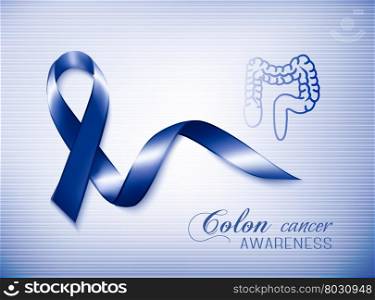 Colon cancer awareness ribbon. Vector