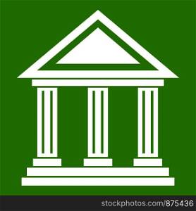 Colonnade icon white isolated on green background. Vector illustration. Colonnade icon green