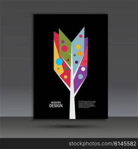 Color abstract tree on dark background. Vector brochure template. Color abstract tree on dark background. Vector brochure template.