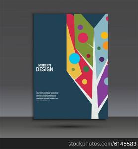 Color abstract tree on dark background. Vector brochure template. Color abstract tree on dark background. Vector brochure template.