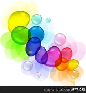Color abstract with transparent bubbles and drops. Vector background.. Color abstract with transparent bubbles and drops.
