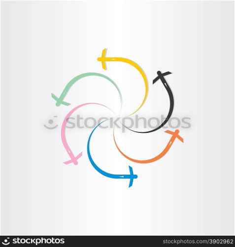 color airport airplanes flying logo design