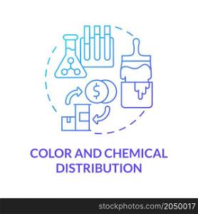 Color and chemical distribution blue gradient concept icon. Supplies wholesale and shipping. Products delivery business abstract idea thin line illustration. Vector isolated outline color drawing. Color and chemical distribution blue gradient concept icon