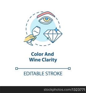 Color and wine clarity concept icon. Wine tasting, checking drinks appearance idea thin line illustration. Evaluating wine quality by look. Vector isolated outline RGB color drawing. Editable stroke