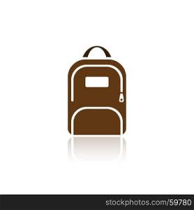Color backpack icon with reflection on white background