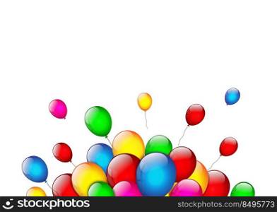 Color balloons on white background
