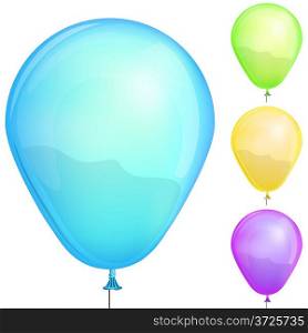 Color balloons set isolated on white background vector illustration.