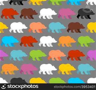 Color bears seamless pattern. Background of lovely bears. Ornament for baby tissue from wild animals of forest.&#xA;