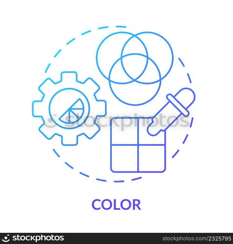 Color blue gradient concept icon. Visual content style making. Principles of graphic design abstract idea thin line illustration. Isolated outline drawing. Myriad Pro-Bold font used. Color blue gradient concept icon