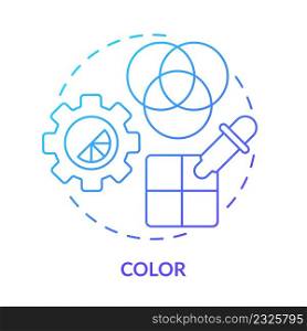 Color blue gradient concept icon. Visual content style making. Principles of graphic design abstract idea thin line illustration. Isolated outline drawing. Myriad Pro-Bold font used. Color blue gradient concept icon