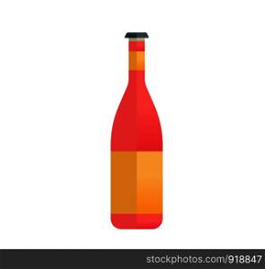 Color bottle and can with beer on white background. Flat style vector illustration.