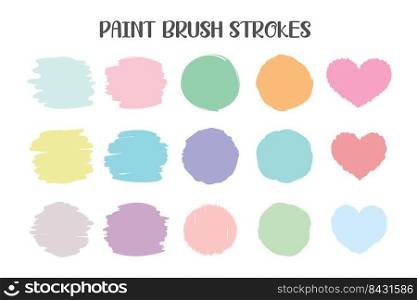 Color brush that has been painted into various shapes and text frames.