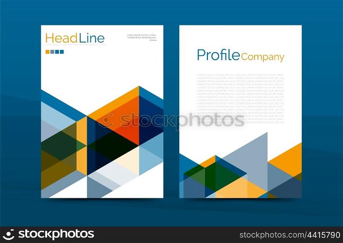 Color business brochure cover vector template, annual report front page, A4 size, leaflet abstract background, magazine design, flyer layout