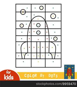 Color by dots, education game for children, Spaceship