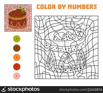 Color by number, education game for children, Cupcake