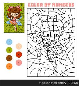 Color by number, education game for children, Fairy