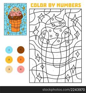 Color by number, education game for children, Ice cream