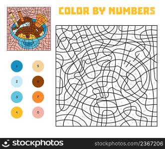 Color by number, education game for children, Ice cream in bowl