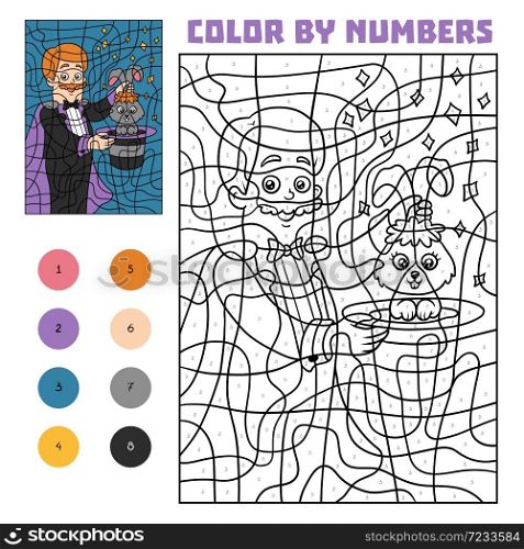 Color by number, education game for children, Illusionist