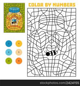 Color by number, education game for children, Jar of honey
