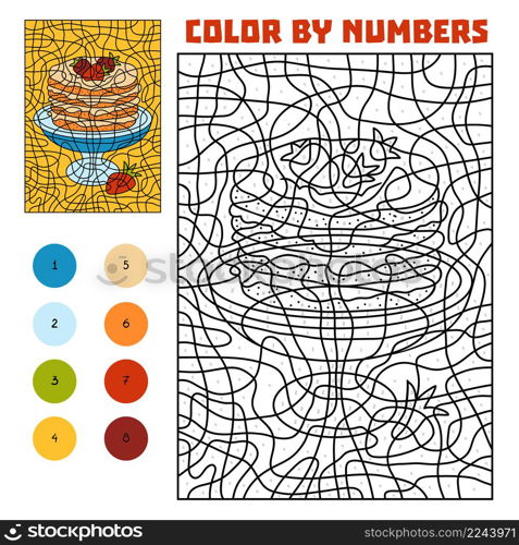 Color by number, education game for children, Pancakes