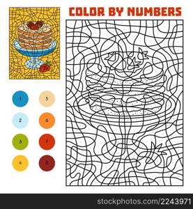 Color by number, education game for children, Pancakes