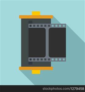 Color camera film icon. Flat illustration of color camera film vector icon for web design. Color camera film icon, flat style