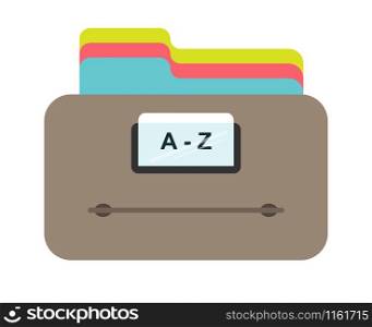 Color card file icon. A drawer with folders for documents. vector silhouette in flat style isolated on white background. Simple design