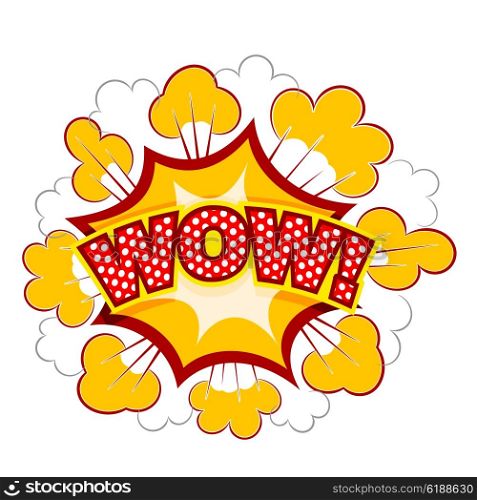 Color Cartoon explosion WOW! Cartoon explosion on a white background. Comic speech bubble WOW! Stock vector