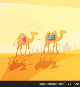 Color cartoon illustration depicting camel in desert ramadan kareem vector illustration. Ramadan Camel Illustration