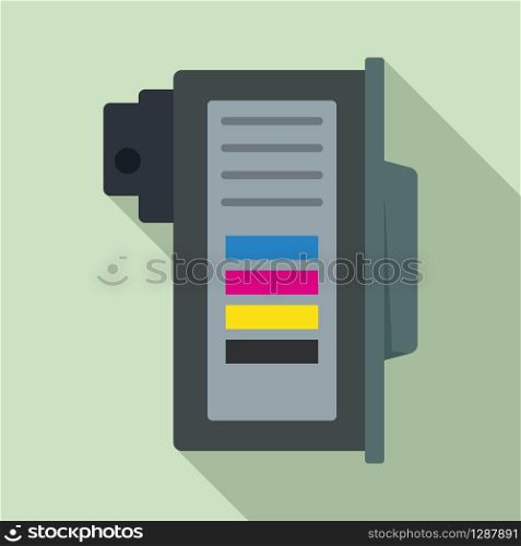 Color cartridge icon. Flat illustration of color cartridge vector icon for web design. Color cartridge icon, flat style