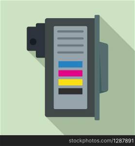 Color cartridge icon. Flat illustration of color cartridge vector icon for web design. Color cartridge icon, flat style