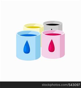 Color cartridges for printer icon in cartoon style on a white background. Color cartridges for printer icon, cartoon style