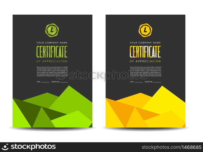 Color certificate design with modern abstract background. Color certificate design