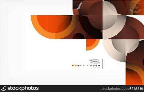 Color circle abstract geometric background, modern shapes with message. Color circle abstract geometric background, modern shapes with message. Vector techno or business template, round elements