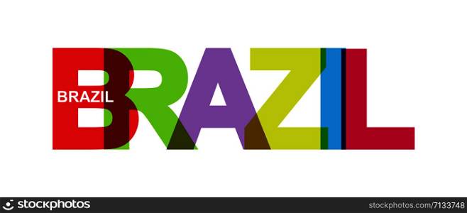 Color colorful banner with the name of the country Brazil. Flat design