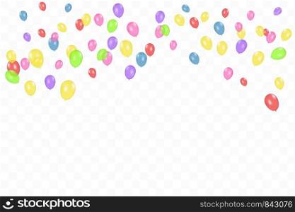 Color composition of vector realistic balloons isolated on transparent background. Balloons isolated. For Birthday greeting cards or other designs.. Color composition of vector realistic balloons isolated on transparent background. Balloons isolated. For Birthday greeting cards or other designs