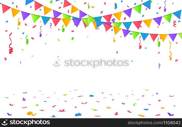 Color Confetti Isolated On White Background. Celebrate Vector Illustration. Confetti Vector Background